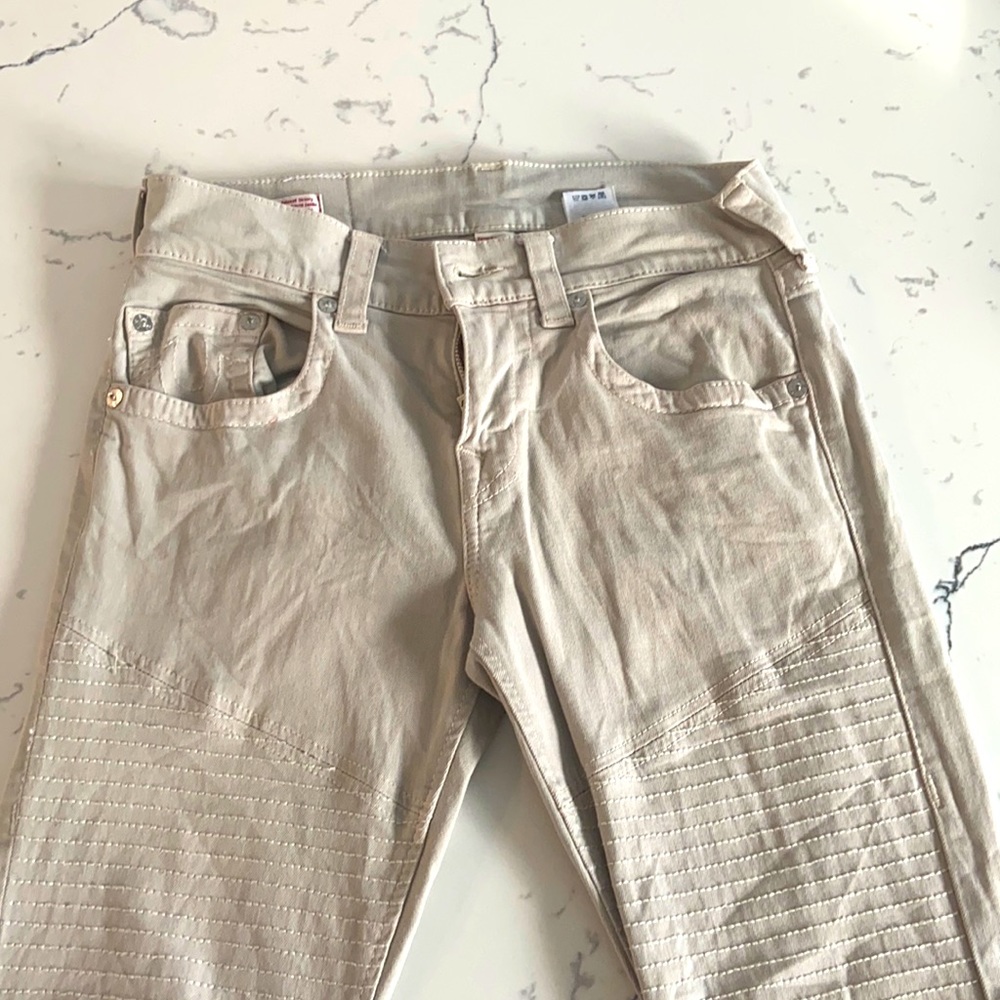 Mens True Religion Rocco Jeans Creme Size 29
